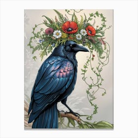 Crow With Flower Crown 2 Canvas Print