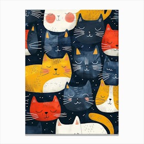 Repeatable Artwork With Cute Cat Faces 15 Canvas Print