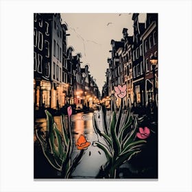 Amsterdam, Flower Collage 5 Canvas Print