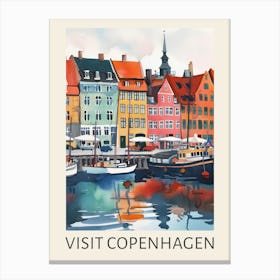 Visit Copenhagen Travel Poster Canvas Print