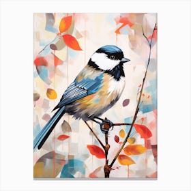 Bird Painting Collage Carolina Chickadee 1 Canvas Print