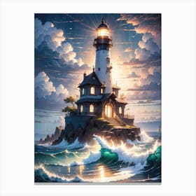 A Lighthouse In The Middle Of The Ocean 77 Canvas Print