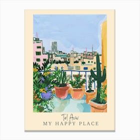 My Happy Place Tel Aviv 2 Travel Poster Canvas Print