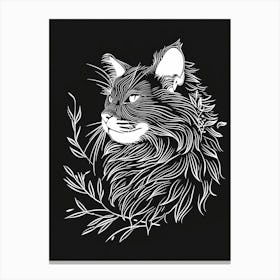 Highlander Cat Minimalist Illustration 4 Canvas Print