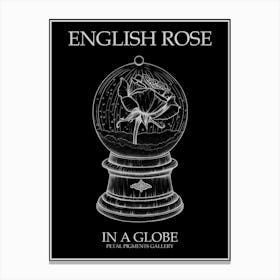 English Rose In A Globe Line Drawing 3 Poster Inverted Canvas Print
