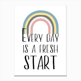 Fresh Start Rainbow Quote Canvas Print