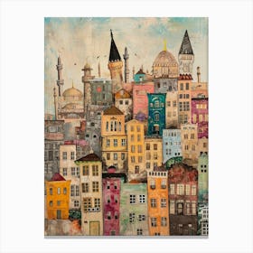 Kitsch Istanbul Skyline Painting 1 Canvas Print