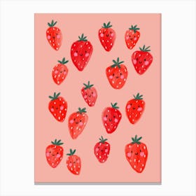 Happy Fruit Sweet Strawberries Canvas Print