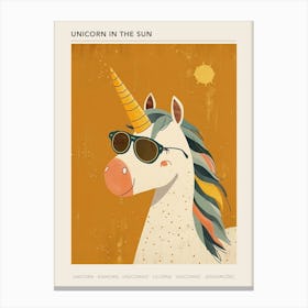 Unicorn With Sunglasses Muted Pastel 3 Poster Canvas Print