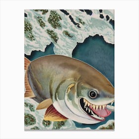 Cookie Cutter Shark Vintage Graphic Watercolour Canvas Print