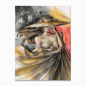 Woman In A Hat 15 Canvas Print