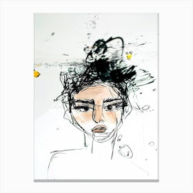 Woman With A Head Full Of Water Canvas Print