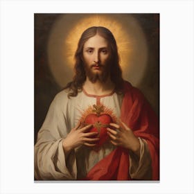 Sacred Heart Of Jesus, Oil On Canvas Portuguese School, 19th Century 010 Canvas Print