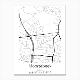 Moortebeek,Belgium Minimalist Map Canvas Print