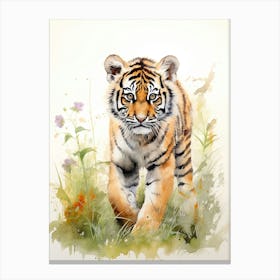 Tiger Illustration Painting Watercolour 1 Canvas Print