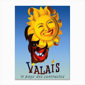 Valais, Switzerland, Vintage Travel Poster Canvas Print