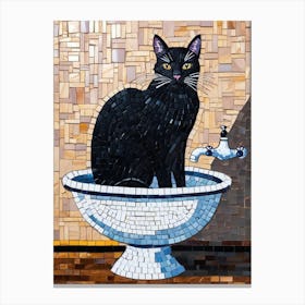 Black Cat In A Bowl Canvas Print