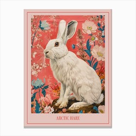 Floral Animal Painting Arctic Hare 2 Poster Canvas Print