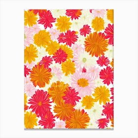 Chrysanthemum Floral Print Retro Pattern 1 Flower Canvas Print
