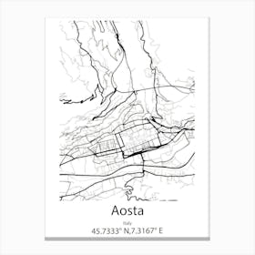 Aosta,Italy Minimalist Map Canvas Print