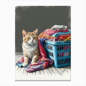 Laundry Basket Cat Canvas Print