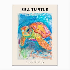 Sea Turtle Rainbow Abstract Scribble Poster 2 Canvas Print