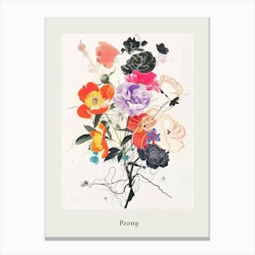 Peony 2 Collage Flower Bouquet Poster Canvas Print