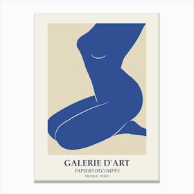 Woman body art, Matisse style, Mid century modern, Neutral retro print Canvas Print