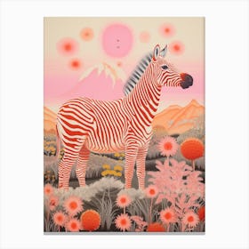 Zebra In The Wild Pink 1 Canvas Print