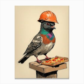 Pigeon With Pizza Canvas Print