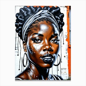 Graffiti Mural Of Beautiful Black Woman 381 Canvas Print