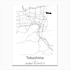 Tokushima,Japan Minimalist Map Canvas Print