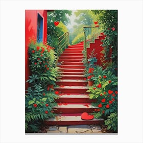 Colorful Stairway With Heart (10) Canvas Print