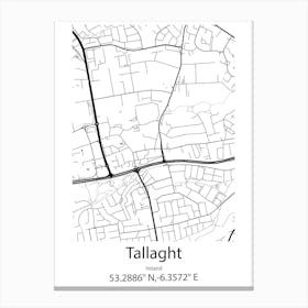 Tallaght,Ireland Minimalist Map Canvas Print