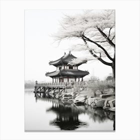 Seoul, South Korea, Black And White Old Photo 3 Canvas Print