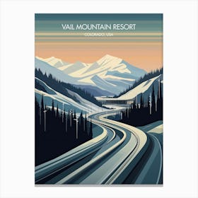 Poster Of Vail Mountain Resort   Colorado, Usa, Ski Resort Illustration 1 Canvas Print