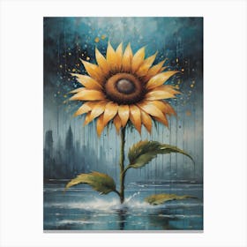 Sunflower In The Rain Canvas Print