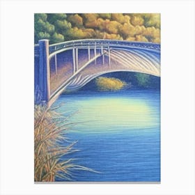 Bridges Over Water Waterscape Crayon 1 Canvas Print