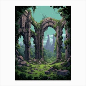Ruins Landscape Pixel Art 2 Canvas Print