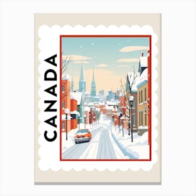 Retro Winter Stamp Poster Montreal Canada 2 Canvas Print