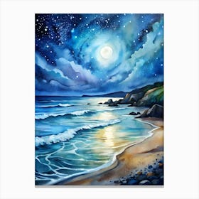 Night At The Beach Canvas Print