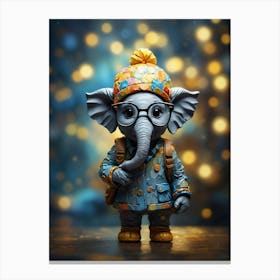 Elephant With Glasses Canvas Print