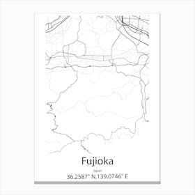 Fujioka,Japan Minimalist Map Canvas Print