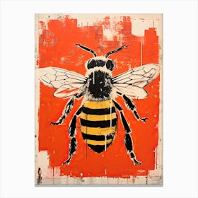 Bee, Woodblock Animal Drawing 1 Canvas Print