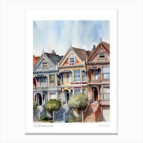 The Painted Ladies, San Francisco 4 Watercolour Travel Poster Canvas Print