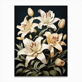 Lilies Flower Illustration Art Print 1 Canvas Print