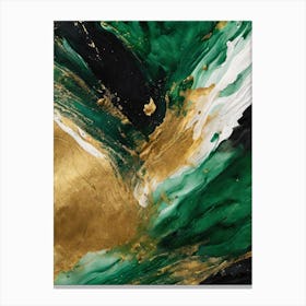 Gold And Green Abstract Painting 1 Canvas Print