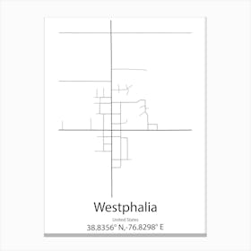 Westphalia,United States Minimalist Map Stampe su tela