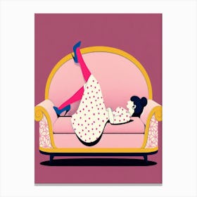 Girl Laying On A Couch 3 Canvas Print