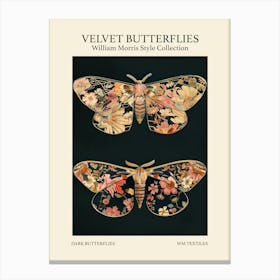 Velvet Butterflies Collection Dark Butterflies William Morris Style 6 Canvas Print